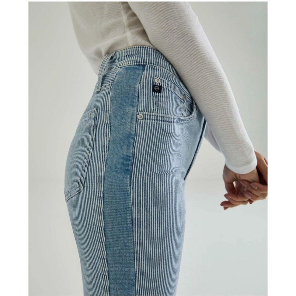 NWT AG Adriano GoldsIchmied sabelle Side Panel High Rise Straight Crop Jeans 27